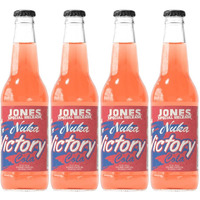 Jones Soda Co. Special Release Nuka Cola Victory | Fallout Merchandise | Cane Sugar Soda | Craft Soda Pop | Soda Soft Drinks | Glass Bottle Soda | Peach & Mango Flavor | (4 Bottles)