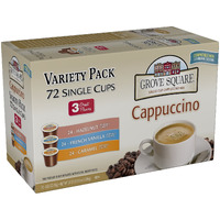 Grove Square Cappuccino Pods, Variety, Single Serve (Pack Of 72)