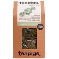 Teapigs Peppermint Tea Bags, 50 Count, Naturally Caffeine Free, Fresh Minty Whole Leaf Peppermint Herbal Tea