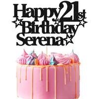 Personalized Happy Birthday Cake Topper | Custom Party Decoration With Any Name Any Age | Multicolor Glitter Cake Topper 13Th 16Th 18Th 21St 30Th 50Th 60Th 80Th (Black)