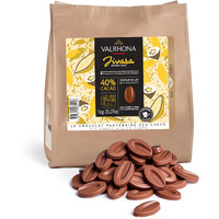 Valrhona Premium French Baking Creamy Milk Chocolate Discs (Feves). Jivara 40% Cacao. Easy Melt And Tempering. Hints Of Vanilla And Malt. For Cookies, Mousses, Frostings And Candies 1Kg (Pack Of 1)
