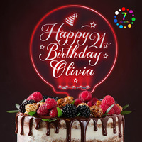 Personalized Happy Birthday Cake Toppers 7 Colors Led Light Up Cake Topper Birthday Party Cake Decorations Acrylic Cake Topper For 1St 10Th 16Th 18Th 20Th 21St 30Th 40Th 50Th 60Th(Design 1)