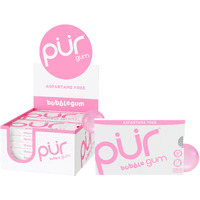 Pur Gum | Aspartame Free Chewing Gum | 100% Xylitol | Natural Bubblegum Flavored Gum, 9 Pieces (Pack Of 12)