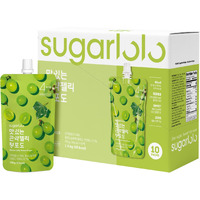 Sugarlolo Konjac Sweet Green Grape Jelly Snack - 5.29 Oz (150G) | 10 Pack | Only 4 Calories Per Pouch | Vegan Jello With Zero Sugar | Low Calorie Korean Snacks