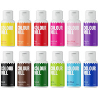 Colour Mill Kickstarter-Pack Oil-Based Food Coloring, 20 Milliliters Each Of 12 Colors: Baby Pink, Black, Chocolate, Forest, Hot Pink, Lime, Orange, Purple, Red, Royal, Sky Blue And Yellow