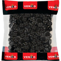 Licorice In 1 Kilobag 2.2Lb - Venco Dubbelzoute Rondjes Dz(Double Salt Round Licorice)