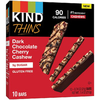 Kind Thins Dark Chocolate Cherry Cashew, 0.74 Ounce, 10 Count, Gluten Free Bars, 5G Sugar (60 Bars)