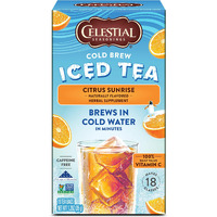 Celestial Seasonings Cold Brew Iced Tea, Citrus Sunrise, Caffeine Free, 18 Tea Bags (Pack Of 6)