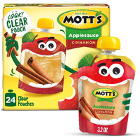 Mott's Cinnamon Applesauce, 3.2 Oz Clear Pouches, 24 Count (6 Packs Of 4), No Artificial Flavors, Good Source Of Vitamin C, Nutritious Option For The Whole Family