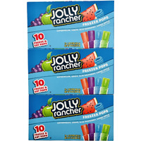 Jolly Rancher Freezer Pops, Watermelon, Green Apple, Grape, Blue Raspberry, 10 Ct (Pack Of 3)