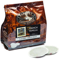 Baronet Coffee Pods [French Vanilla Flavored-54 Pods] Single Cup Use Like Senseo Coffee Pods- 3 Bags Of 18 Single Serve 8 Gram Pods, Regular Strength Soft Coffee Pods, Medium Roast [French Vanilla]