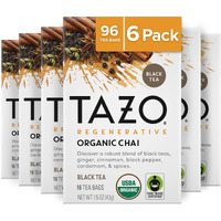Tazo Regenerative Organic Chai Black Tea Bags, 16 Count (Pack Of 6)