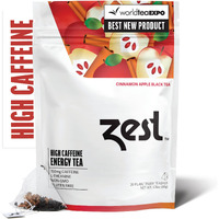 Zest 150Mg High Caffeine Energy Leaf Blend - Cinnamon Apple Black Tea - 20 Pack Bag - All Natural Strong Flavored Healthy Coffee Alternative Highly Caffeinated Substitute - Perfect For Keto Diet
