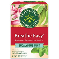 Traditional Medicinals Breathe Easy Eucalyptus Mint Herbal Tea, Promotes Respiratory Health, (Pack Of 1) - 16 Tea Bags