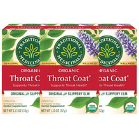 Traditional Medicinals Organic Throat Coat Herbal Tea, Supports Throat Health, (Pack Of 3) - 48 Tea Bags Total