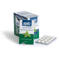 Epic Xylitol Chewing Gum - Sugar Free & Aspartame Free Chewing Gum Sweetened W/Xylitol For Dry Mouth & Gum Health (Spearmint, 12-Piece Pack, 12 Packs)