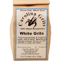 Carolina Grits Company Traditionally Stone Ground Carolina White Grits, Whole Grain, Gluten Free And Non-Gmo (White, 1 Pack (16 Ounces))