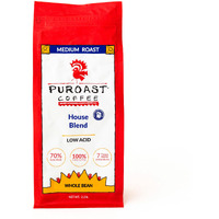 Puroast Low Acid Coffee , Whole Bean , House Blend , Medium Roast , Certified Low Acid Coffee , Ph 5.5+ , Gut Health , 2.2 Lb , Higher Antioxidant , Smooth For Espresso, Cold Brew & Iced Coffee