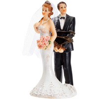 Juvale Funny Wedding Cake Topper, Bride Tied Up Groom Couple Figurine Decorations (2.6 X 4.6 X 2.3 In)
