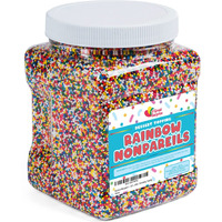 Rainbow Nonpareil Sprinkles - 1.8 Lb - Spring Non Pareil Sprinkles For Cake Decorating - Rainbow Sprinkles For Cookies, Cupcakes, Ice Cream - Bulk Round Birthday Sprinkles