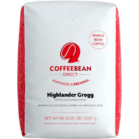 Coffee Bean Direct Highlander Grogg Flavored, Whole Bean Coffee, 5-Pound Bag
