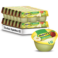 Mott's Pear Applesauce, 4 Oz Cups, 72 Count (12 Packs Of 6), No Artificial Flavors, Good Source Of Vitamin C, Nutritious Option For The Whole Family