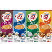 Coffee Mate Liquid .375Oz, 4 Flavor Variety 200 Count Including Original, Cafe Mocha, French Vanilla & Hazelnut