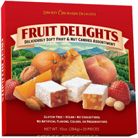 Liberty Orchards, Fruit Delights - Assorted Vegan Fruit And Nut Candies, Turkish Delight Gourmet Snack 10 Oz.
