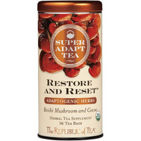 The Republic Of Tea - Restore And Reset Superadapt Herbal Tea, 36 Tea Bags, Organic, Caffeine Free, Reishi Mushroom And Cocoa Herbal Tea