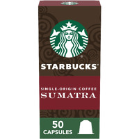 Starbucks By Nespresso Dark Roast Single-Origin Sumatra Coffee (50-Count Single Serve Capsules, Compatible With Nespresso Original Line System)