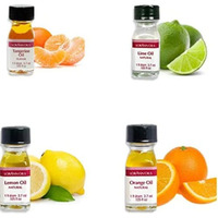 Lorann Ss 4 Pack Citrus Flavor Mix ( Tangerine Oil, Lime Oil, Lemon Oil. Orange Oil) - 1 Dram Bottle (.0125 Fl Oz - 3.7Ml) Bottles