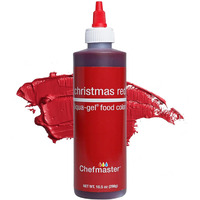 Chefmaster Xmas Red Liqua-Gel Food Coloring | Vibrant Color | Professional-Grade Dye For Icing, Frosting, Fondant | Baking & Decorating | Fade-Resistant | Easy-To-Use | Made In Usa | 10.5 Oz