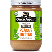 Once Again Organic Crunchy Peanut Butter, 16Oz - Salt Free, Unsweetened - Usda Organic, Gluten Free Certified, Vegan, Kosher - Glass Jar