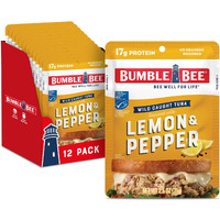 Bumble Bee Lemon & Pepper Seasoned Tuna, 2.5 Oz Pouches (Pack Of 12) - Ready To Eat - Wild Caught Tuna Pouch - 17G Protein Per Serving - Gluten Free