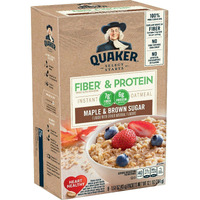 Quaker Instant Oatmeal Fiber&Protein (Previously Weight Control), Maple Brown Sugar, 8-Count Boxes (Pack Of 4)