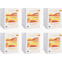 Rishi Tea Turmeric Ginger Herbal Tea | Usda Organic Direct Trade Sachet Tea Bags, Certified Kosher, Caffeine Free Ayurvedic Tea Blend, Immune Support With Citrus For Taste | 15 Count (Pack Of 6)