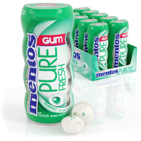 Mentos Pure Fresh Sugar-Free Chewing Gum With Xylitol, Spearmint, 15 Piece Bottle (Bulk Pack Of 10)