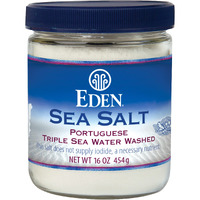 Eden Sea Salt, Hand Harvested Portuguese, Triple Sea Water Washed, Fine Grind, 82 Trace Minerals, Glass Jar, 16 Oz (1Lb)