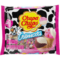 Chupa Chups Cremosa Lollipop Assortment, 2 Ice Cream Flavors, Individually Wrapped Candy For Kids, 16.9 Oz Bag (40 Suckers)