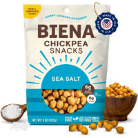 Biena Chickpea Snacks - Crunchy Roasted Chickpeas - High Fiber Vegan Protein Snacks For Adults And Kids - Individual Pack - Sea Salt