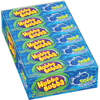 Hubba Bubba Sour Blue Raspberry Bubble Gum, 5 Piece (Pack Of 18)