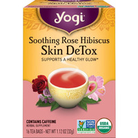 Yogi Tea Soothing Rose Hibiscus Skin Detox Tea - 16 Tea Bags Per Pack (6 Packs) - Organic Detox Tea To Support Skin Health - Includes Green Tea Leaf, Rose Petal, Honeybush Leaf, Hibiscus & More