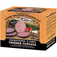 Hi Mountain Seasonings | Summer Sausage Seasoning Kit | Cracked Pepper 'N Garlic | Includes Seasoning, Cure, 10 Casings & Directions | Seasons Up To 30Lbs Of Meat | Beef, Pork, Venison, & Deer