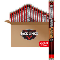 Jack Link's Beef Sticks, Zero Sugar, Original - Protein Snack, Meat Stick With 6G Of Protein, Made With 100% Beef, No Added Msg - 0.92 Oz (Pack Of 20)
