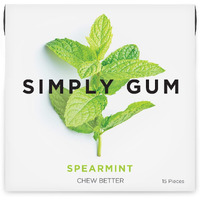 Simply Gum | Spearmint | Plant- Based Chewing Gum | Pack Of Six (90 Pieces Total) | Synthetic Plastic Free + Aspartame Free + Non Gmo