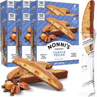 Nonni's Turtle Pecan Biscotti Italian Cookies - Caramel Pecan Cookies Dipped In Milk Chocolate - Pecan Biscotti Individually Wrapped Cookies - All Natural Ingredients - Kosher - 6.88 Oz (6 Boxes)