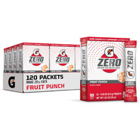 Gatorade G Zero Powder, Fruit Punch, 0.10Oz Packets, Makes 20 Ounces (120 Pack)
