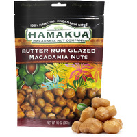 Hamakua Macadamia Nuts - Sweet Glazed Butter Rum - Hawaiian Grown Flavored Dry Roasted Half And Whole Macadamias - Natural Eco-Friendly Large Macadamia Nuts