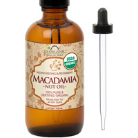 Us Organic Macadamia Nut Oil Unrefined Virgin, Certified Organic, Pure & Natural, Cold Pressed, Sourced In Kenya, In Amber Glass Bottle W/Glass Eye Dropper For Easy Application (4 Oz (Large))