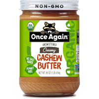 Once Again Organic Creamy Cashew Butter, 16Oz - Unsweetened - Usda Organic, Gluten Free Certified, Vegan, Kosher, Peanut Free - Glass Jar (1 Jar)